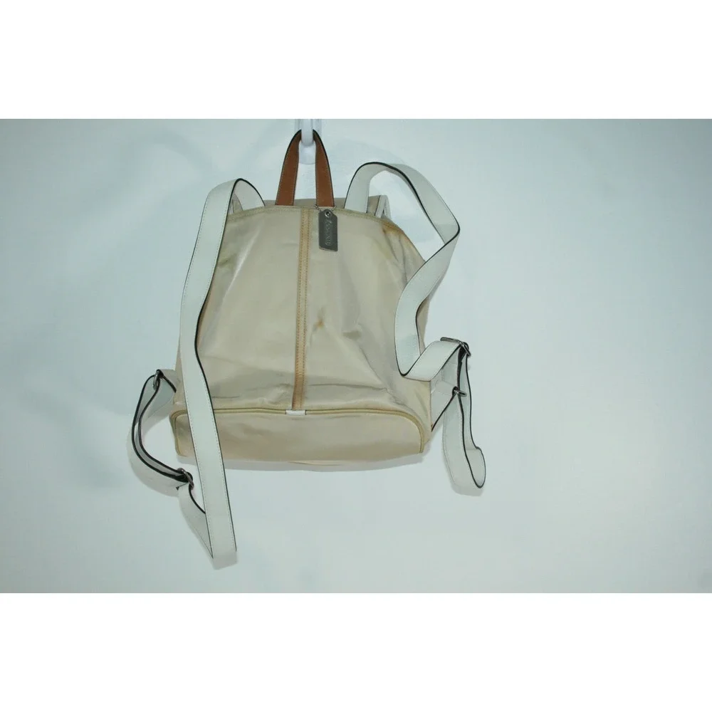 Coach Tan Nylon Double Pocket Drawstring Women's Backpack Purse Bag‎ 6258